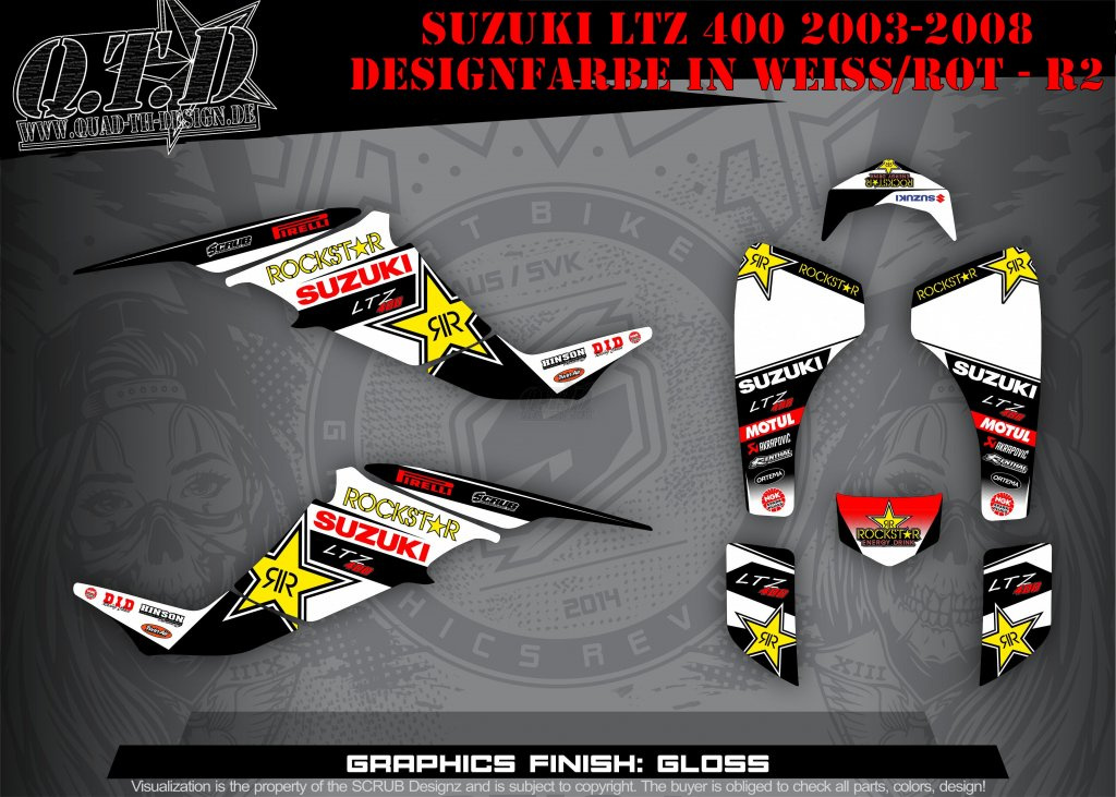 Factory Replica 3 Weiß-Rot für Suzuki LTZ 400 2003-2008